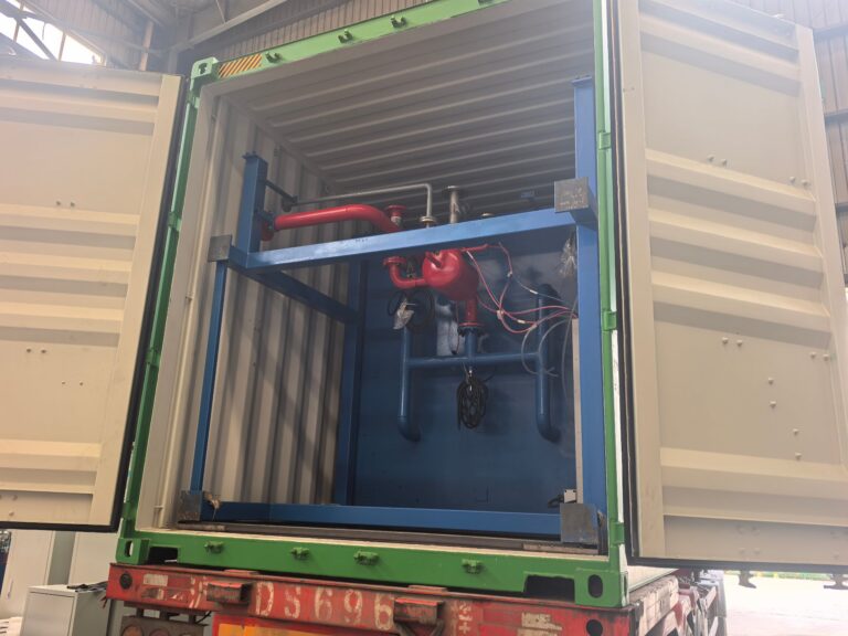 EPS pre-expander machine and silo system loaded into a shipping container for ISOART in Brazil