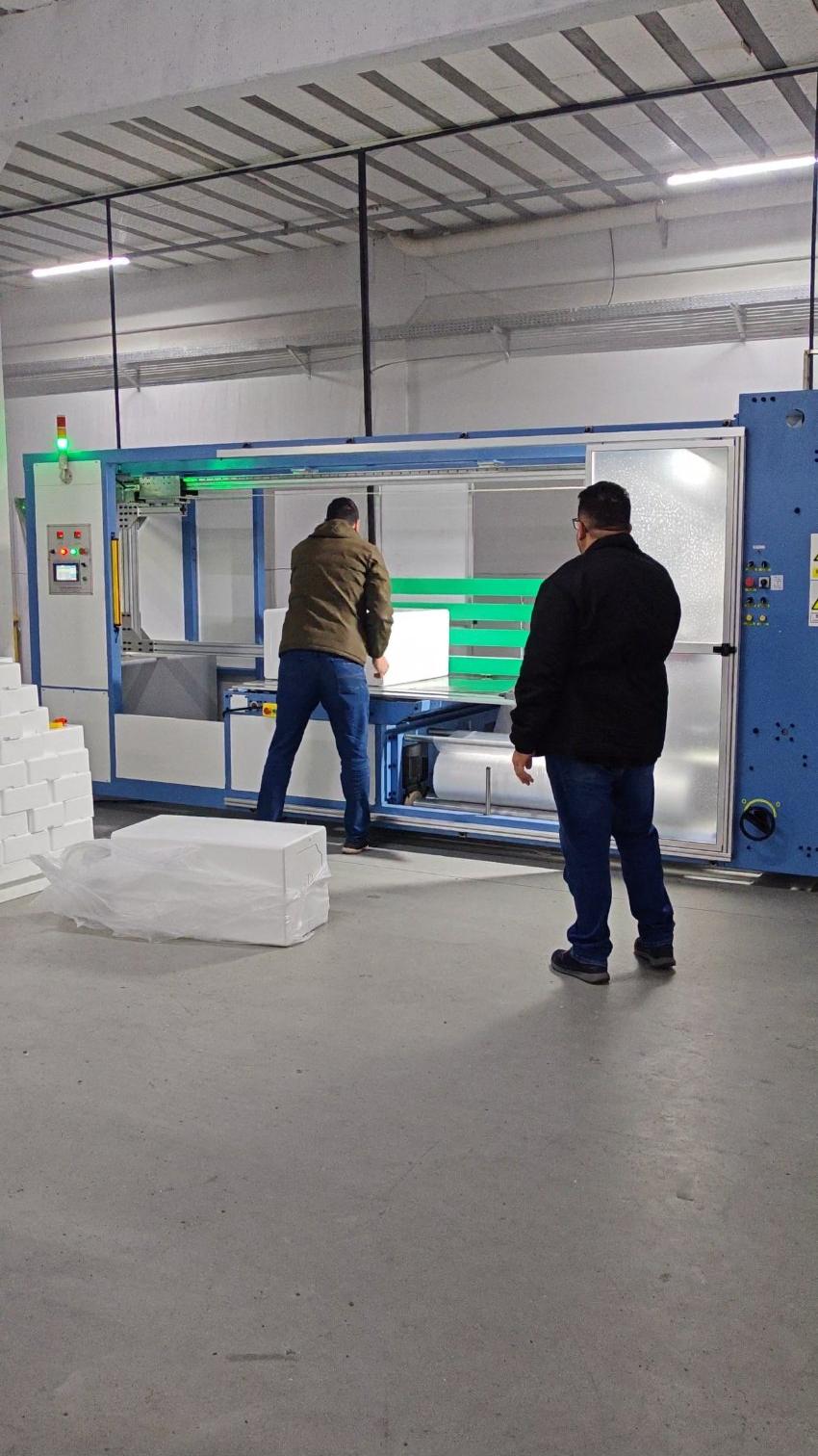 YouXin EPS wrapping machine for shape products installed at Macrotem in Brazil